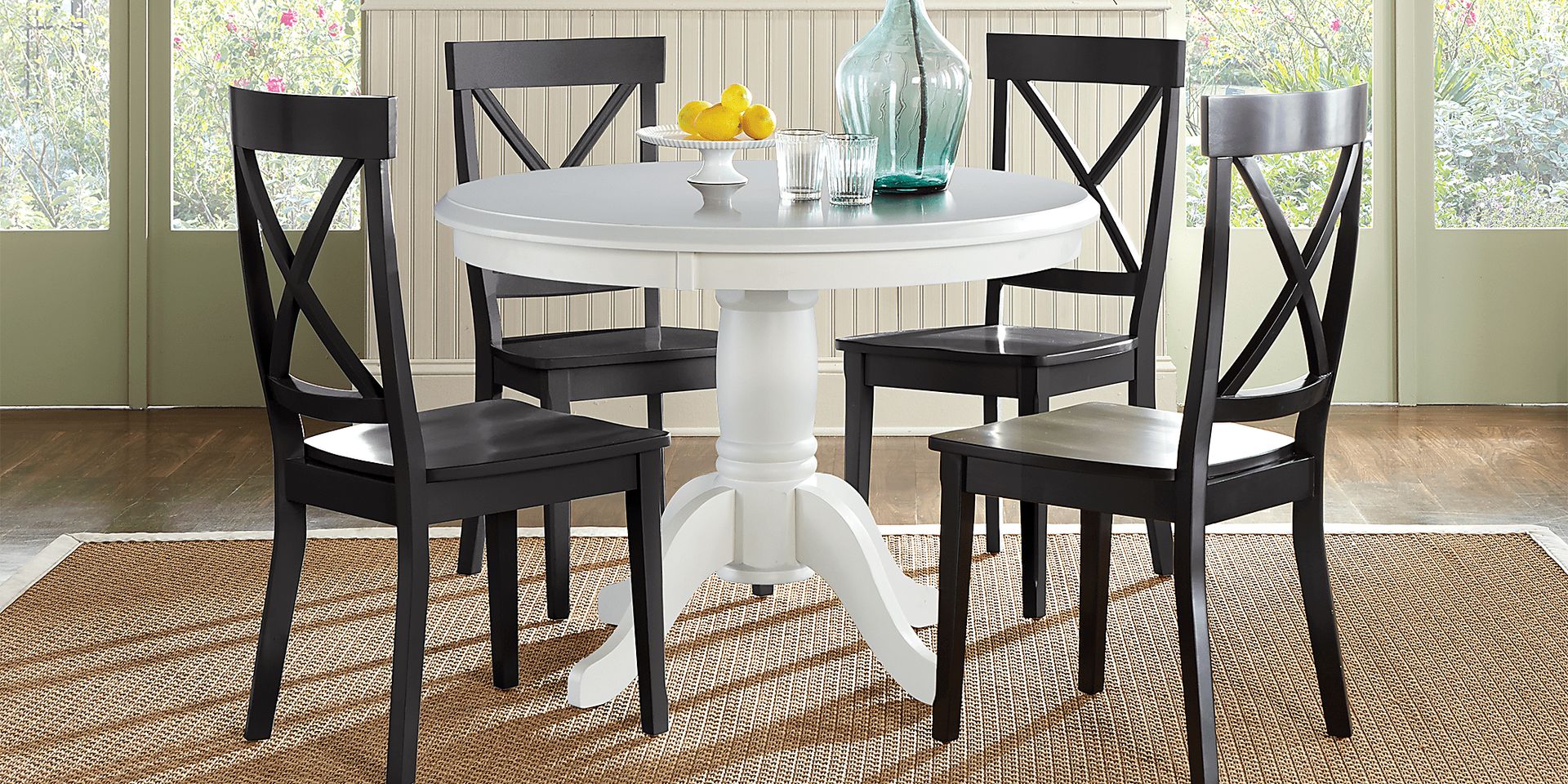 Brynwood White 5 Pc Round Dining Set with Black Chairs - Image 1