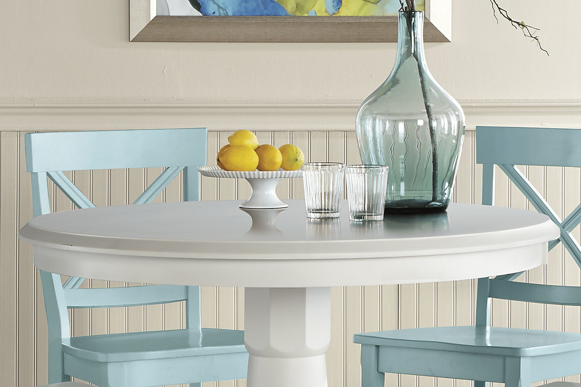 Brynwood White 5 Pc Counter Height Dining Set with Blue Stools - Image 5