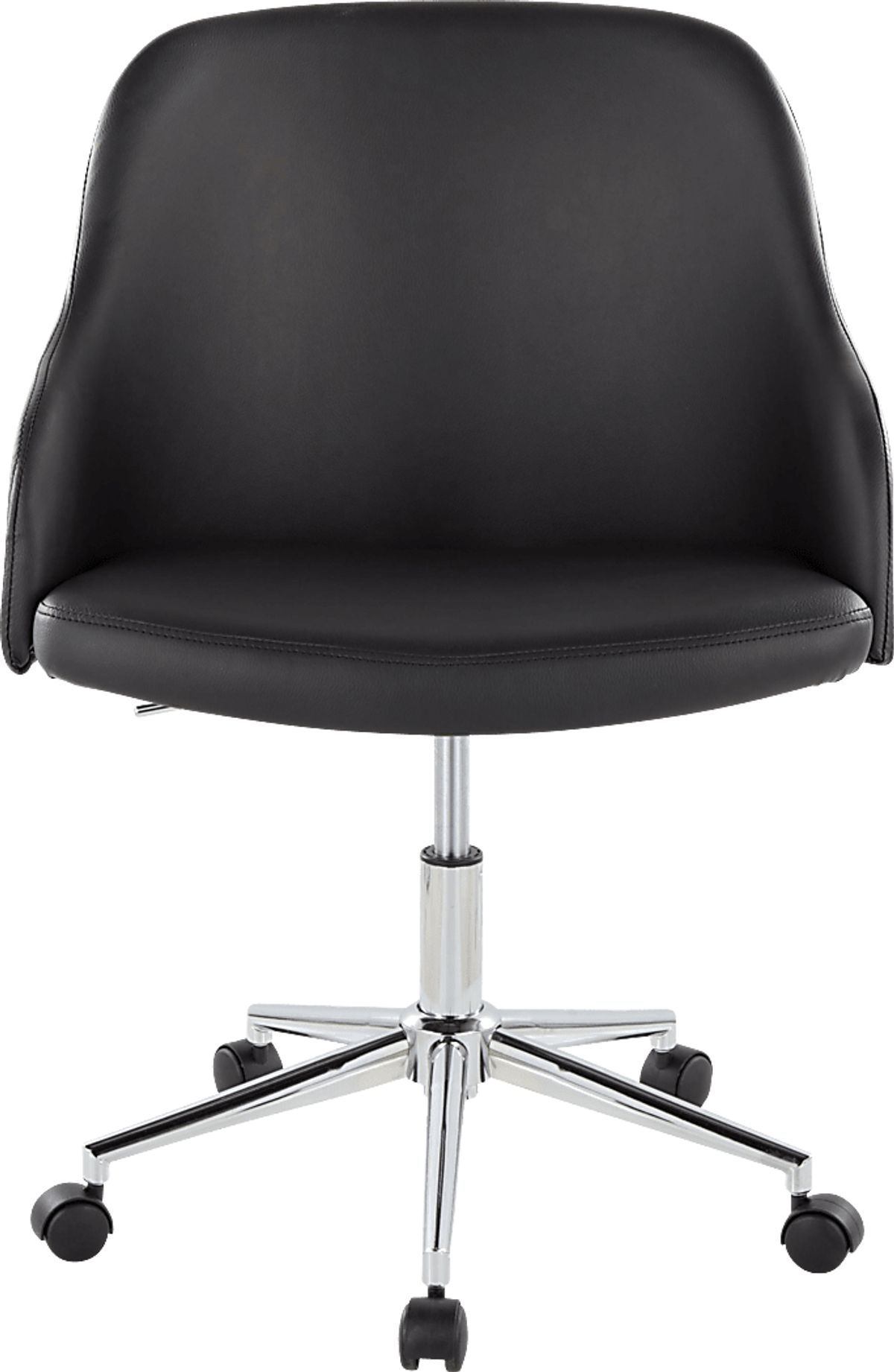 Bryta Chrome Metal Black Faux Leather Fabric Desk Chair | Rooms to Go