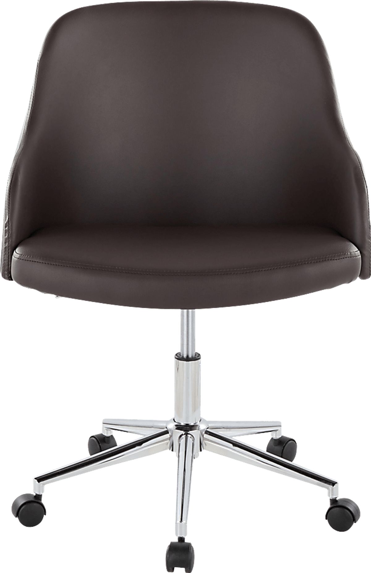 Bryta Chrome Metal Brown Faux Leather Fabric Desk Chair | Rooms to Go
