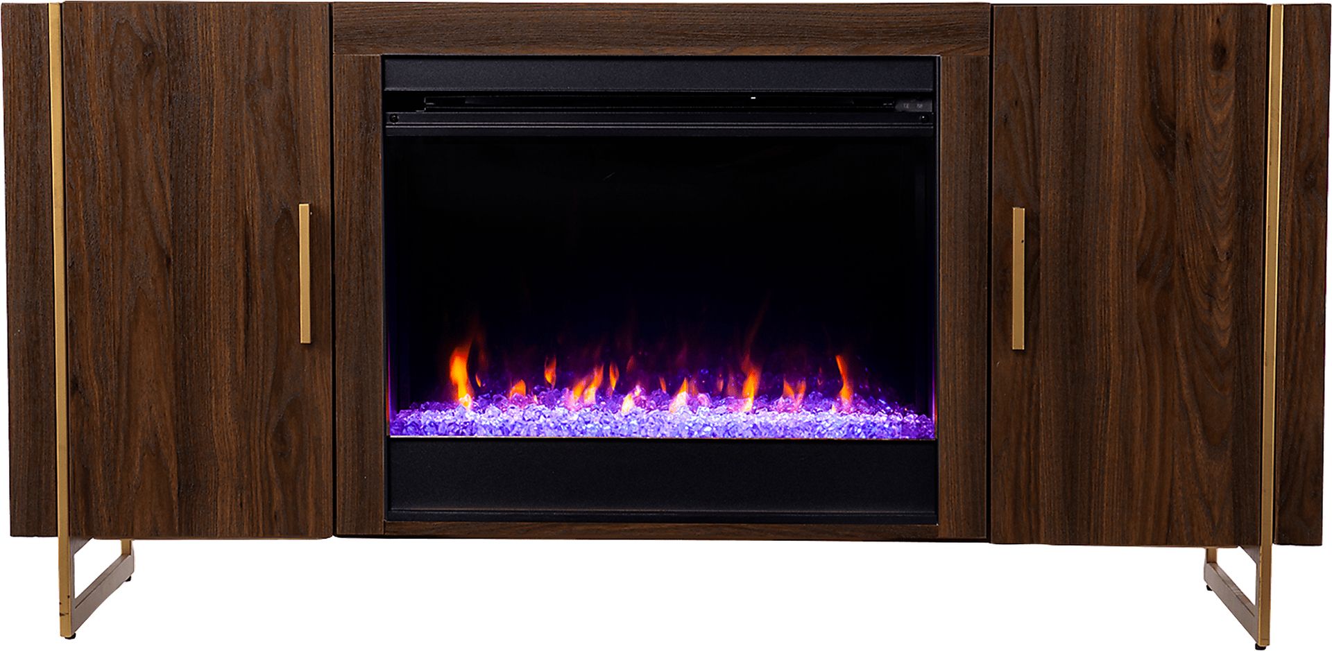 Buckthorne I Brown 55 in. Console, With Color Changing Electric Fireplace - Image 2