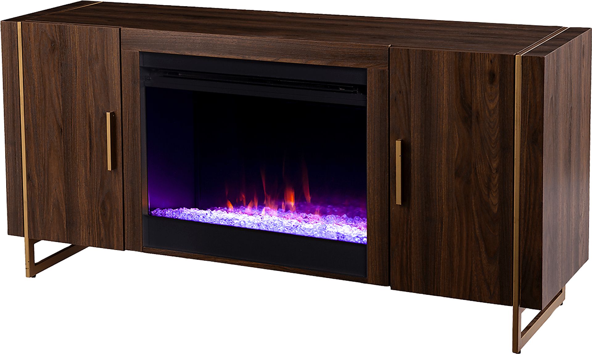 Buckthorne I Brown 55 in. Console, With Color Changing Electric Fireplace - Image 1