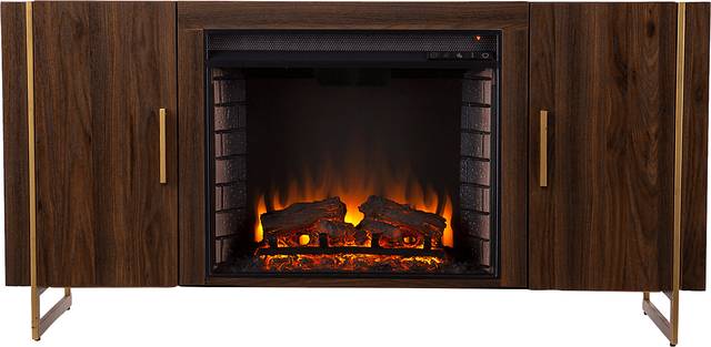 Buckthorne II Brown 55 in. Console With Electric Log Fireplace - Thumbnail - Image 2