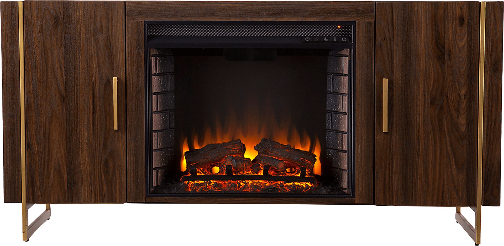 Buckthorne II Brown 55 in. Console With Electric Log Fireplace - Image 2