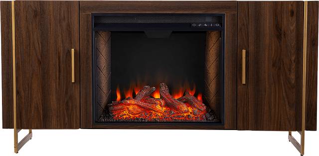 Buckthorne III Brown 55 in. Console With Smart Electric Fireplace - Thumbnail - Image 2
