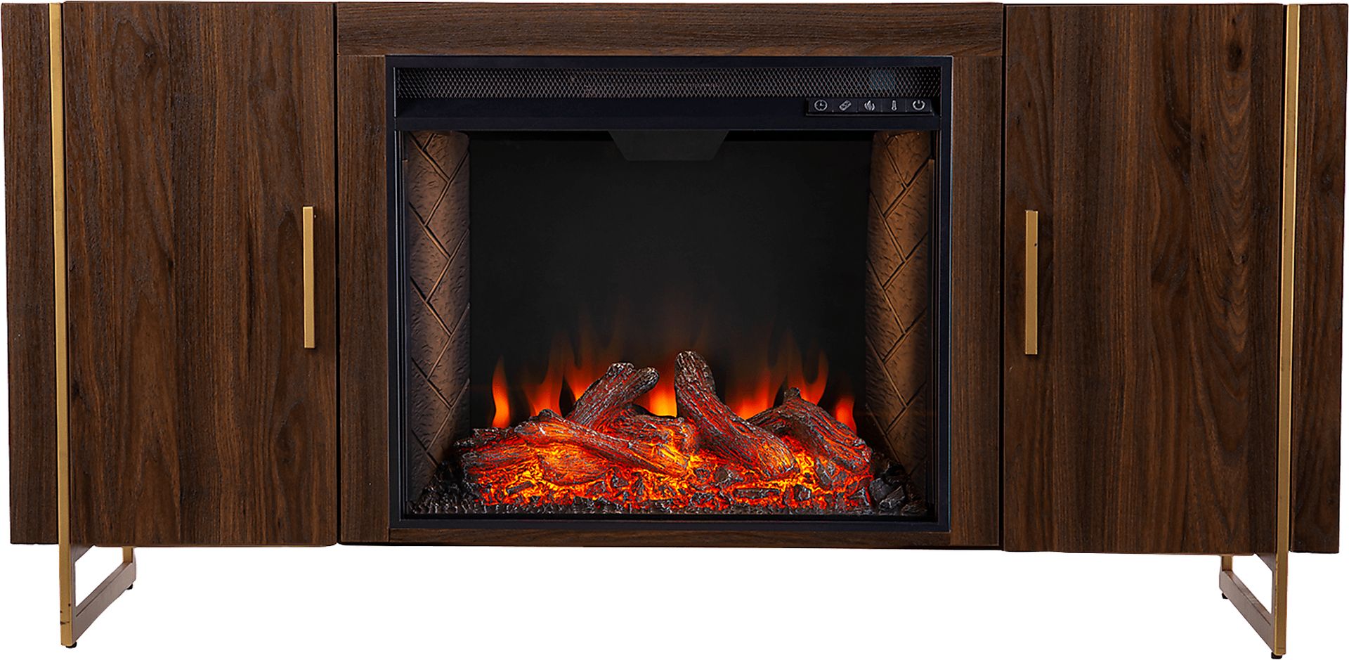 Buckthorne III Brown 55 in. Console With Smart Electric Fireplace - Image 2
