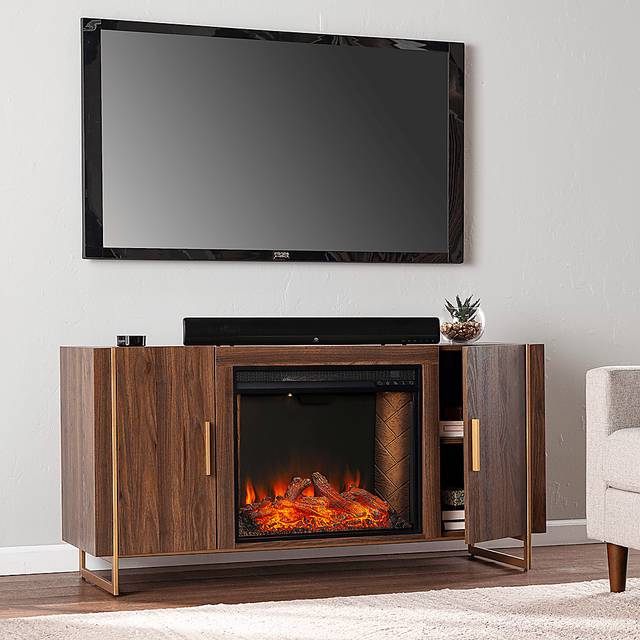 Buckthorne III Brown 55 in. Console With Smart Electric Fireplace - Thumbnail - Image 4
