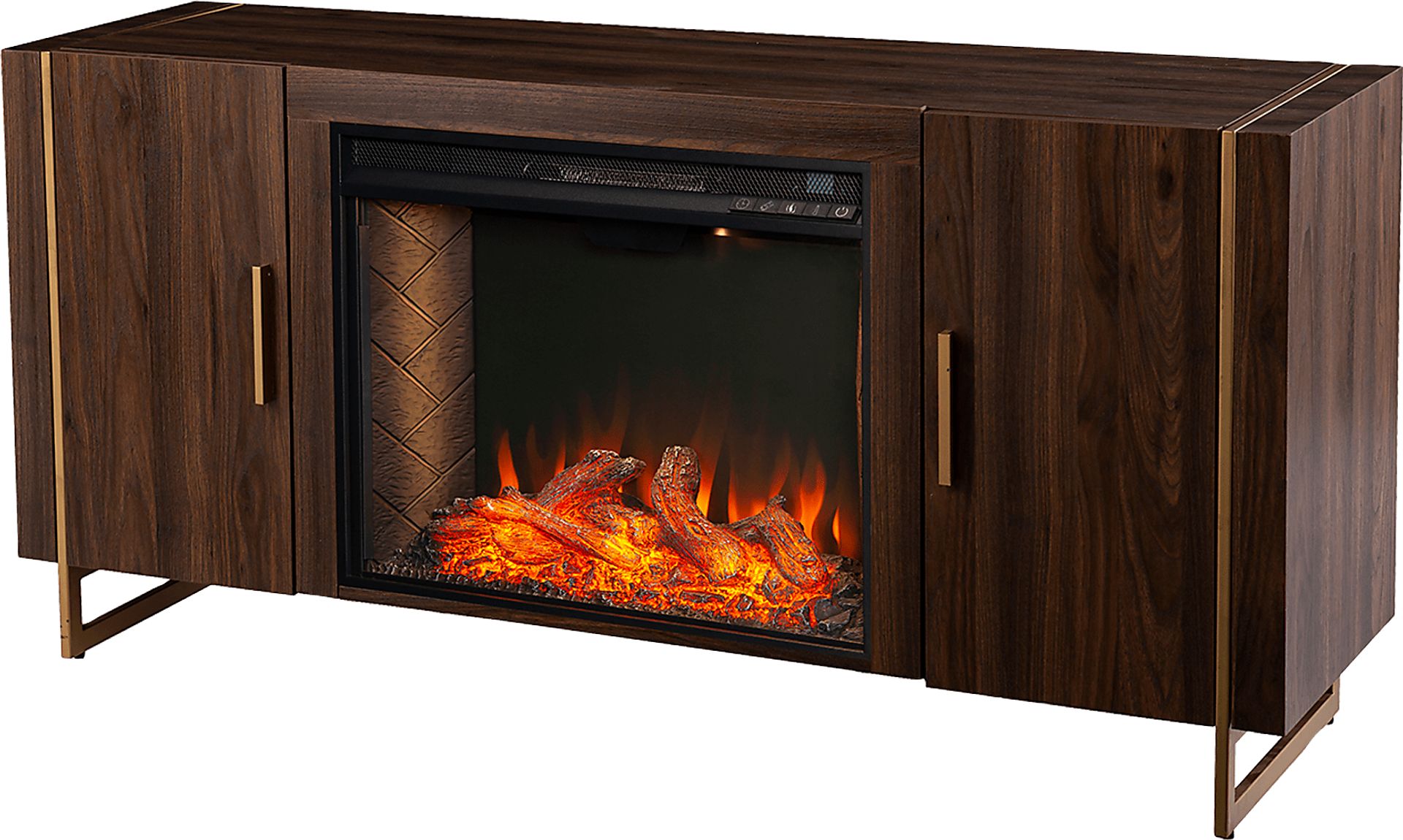 Buckthorne III Brown 55 in. Console With Smart Electric Fireplace - Image 1