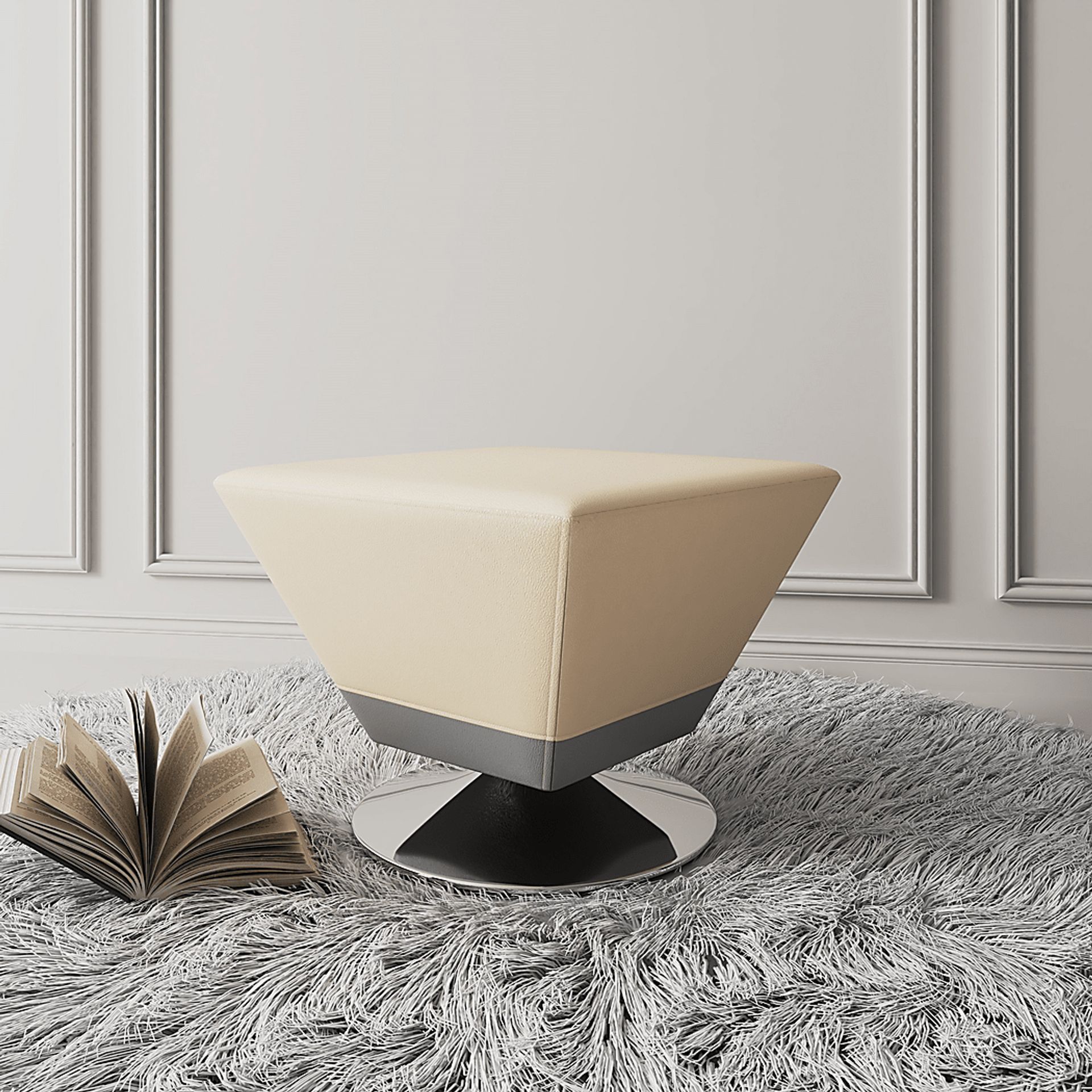 Buecker Beige Swivel Ottoman - Image 2