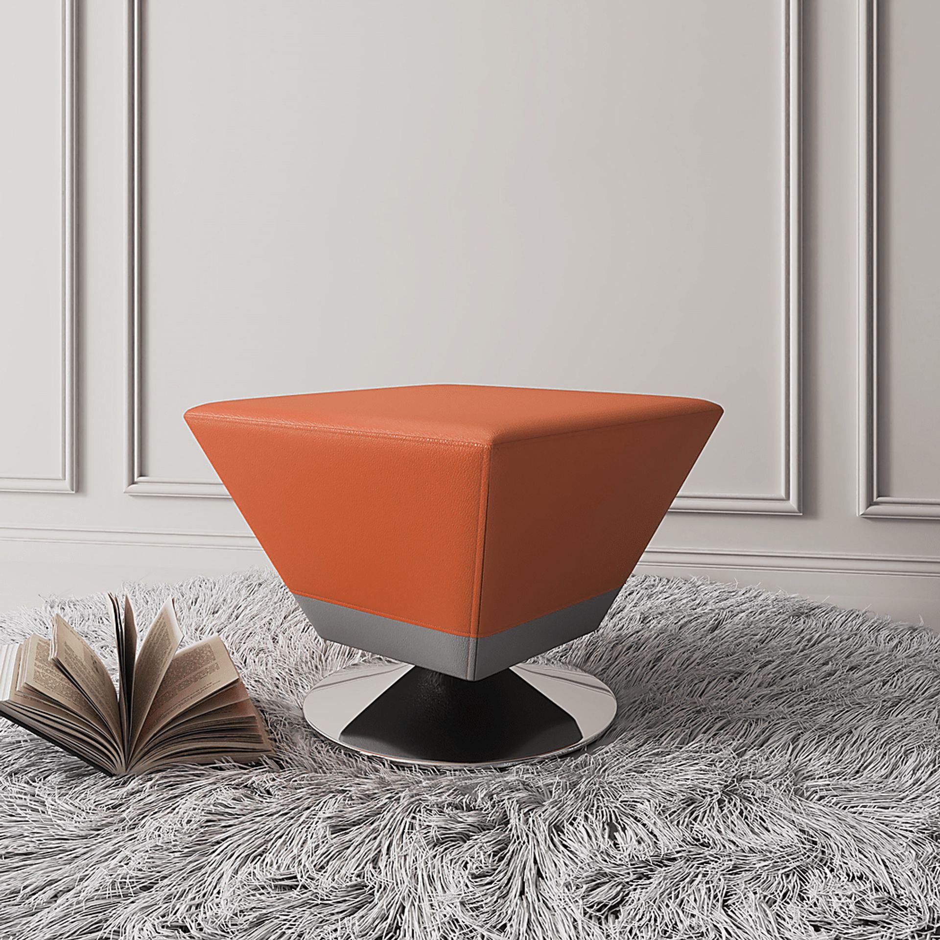 Buecker Orange Swivel Ottoman - Image 2