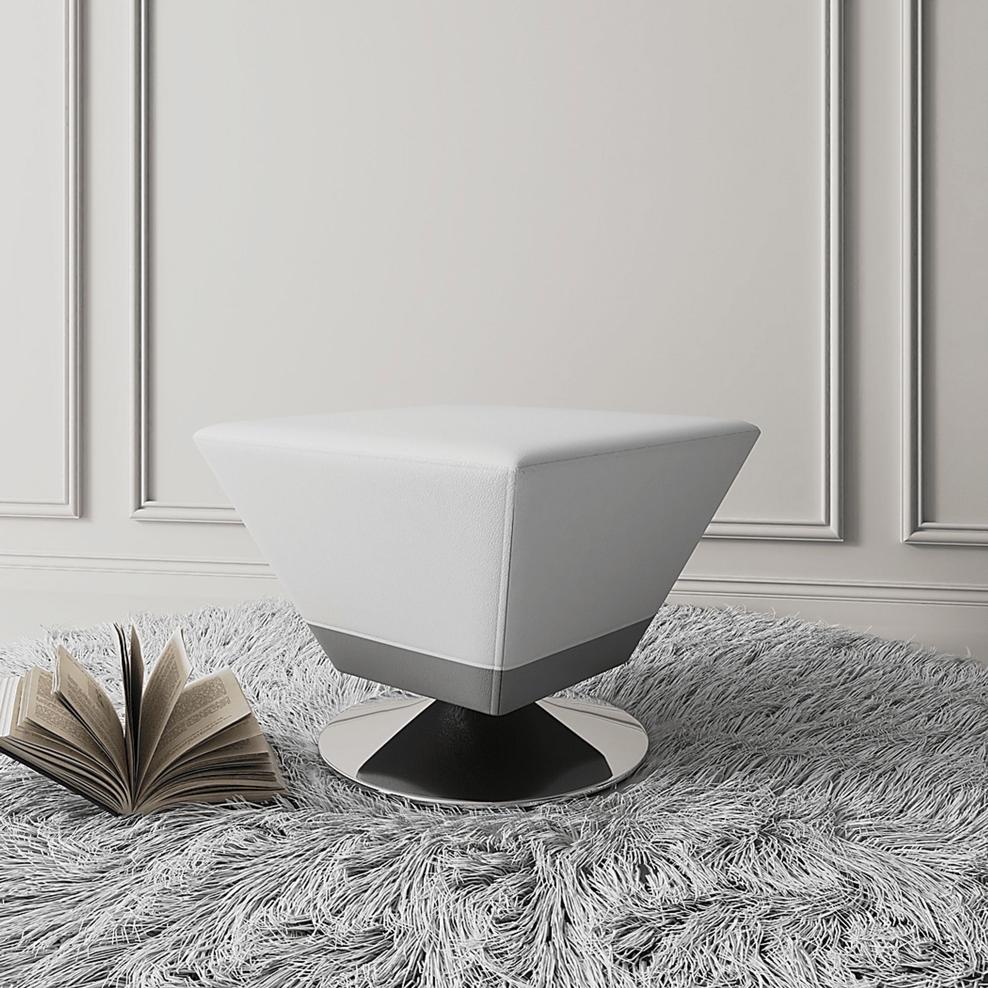 Buecker White Swivel Ottoman - Image 2
