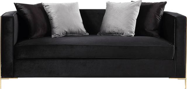 Buellton Black Loveseat with Four Pillows - Thumbnail - Image 2