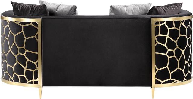 Buellton Black Loveseat with Four Pillows - Thumbnail - Image 3