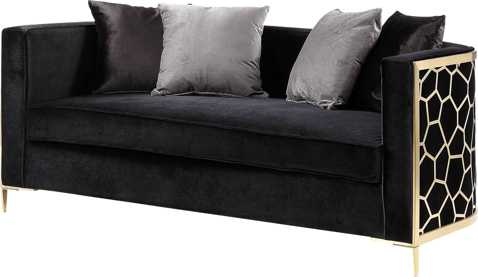 Buellton Black Loveseat with Four Pillows - Image 1