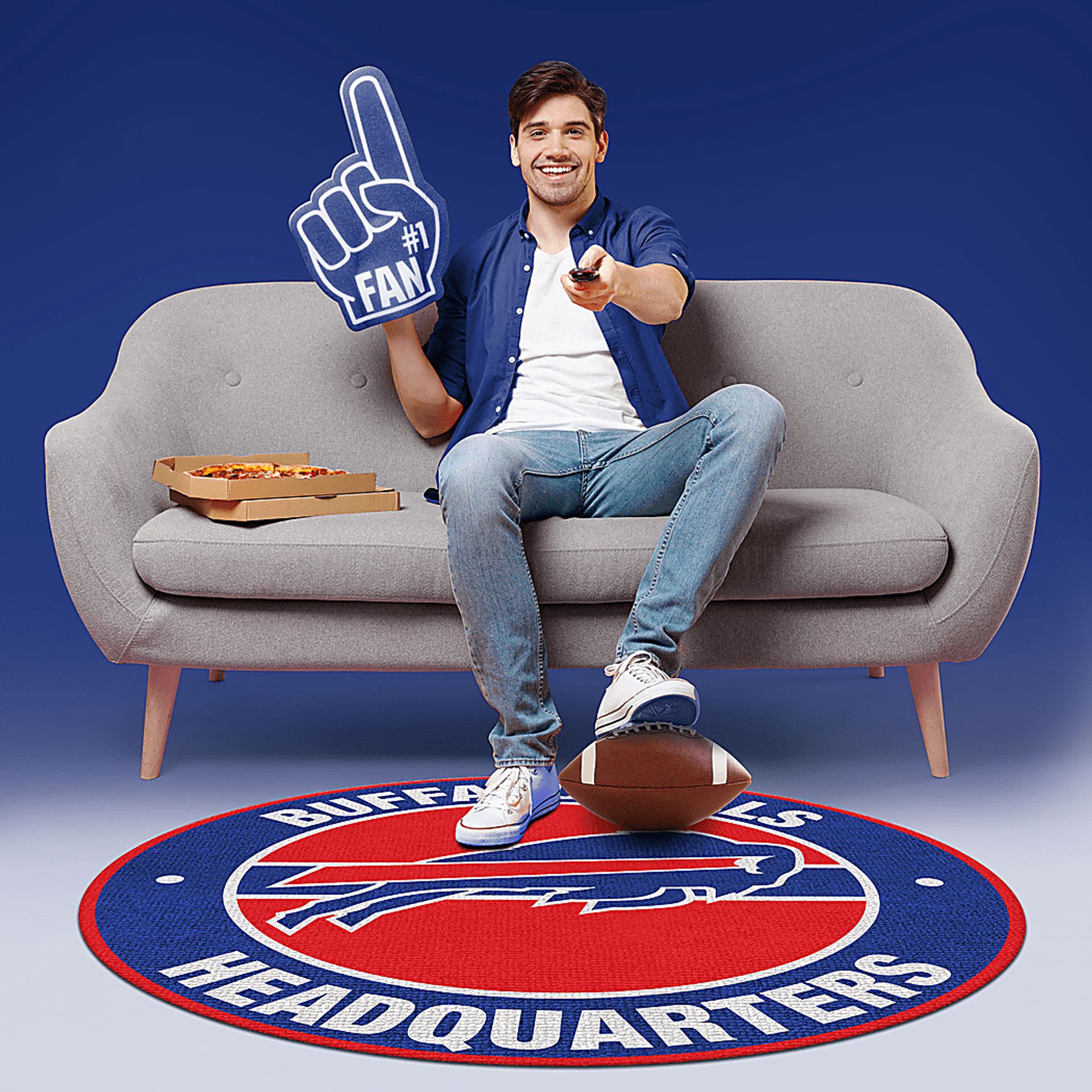 Buffalo Bills Blue 5' Round Headquarters Rug - Image 3