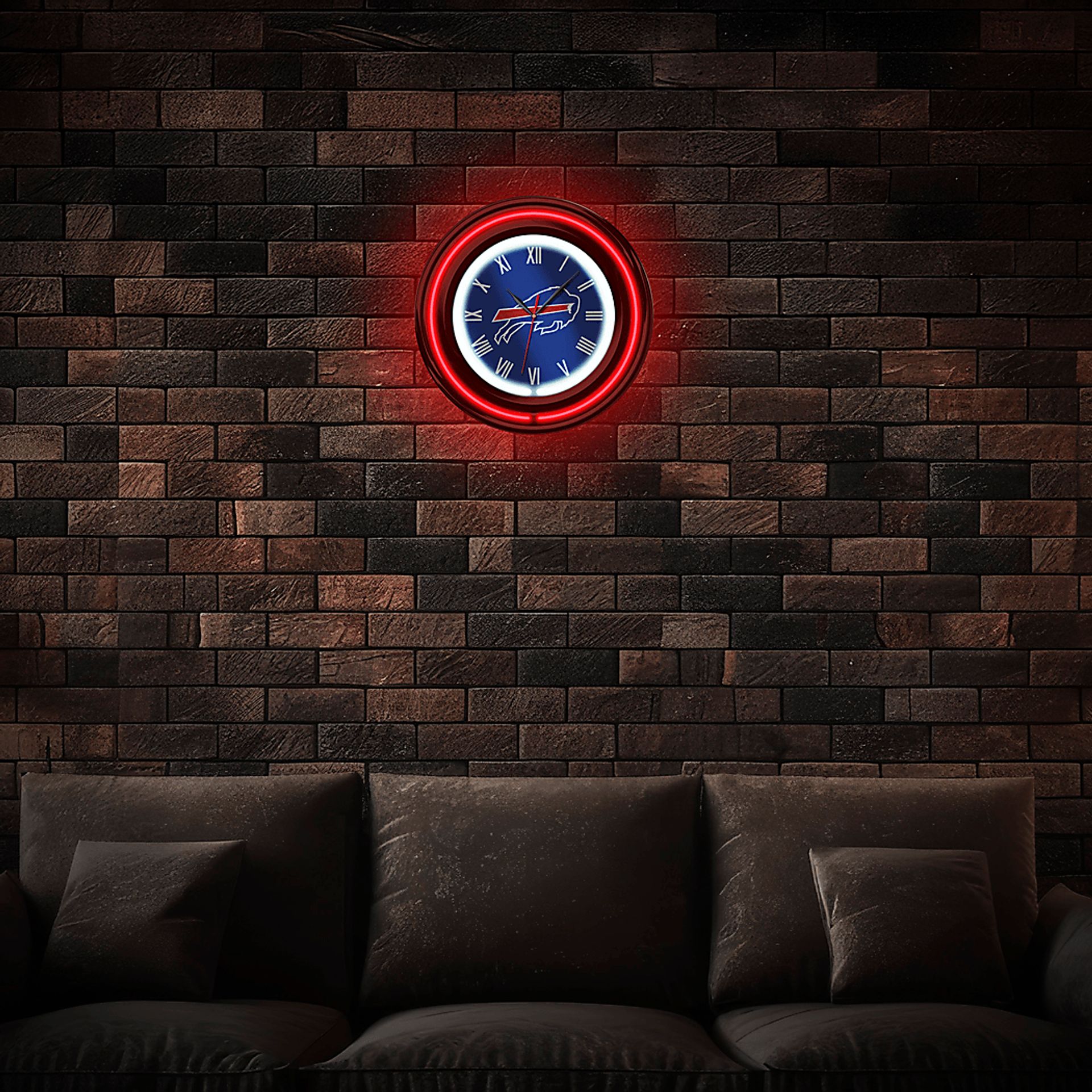 Buffalo Bills Blue Neon Wall Clock - Image 2