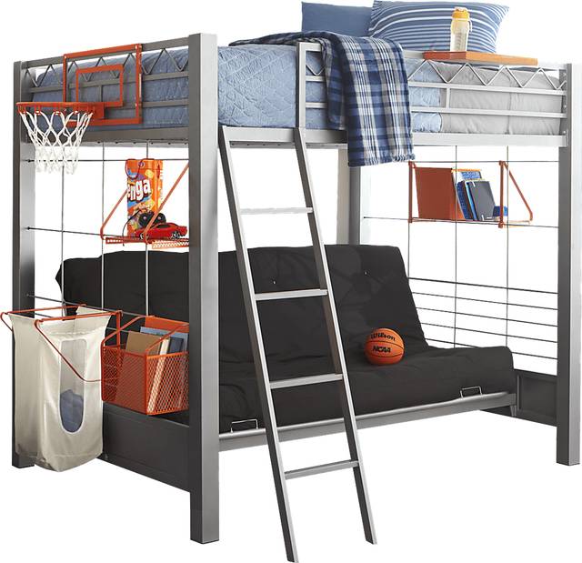 Build-a-Bunk Gray 3 Pc Full/Futon Loft Bed with Orange Accessories - Thumbnail - Image 1