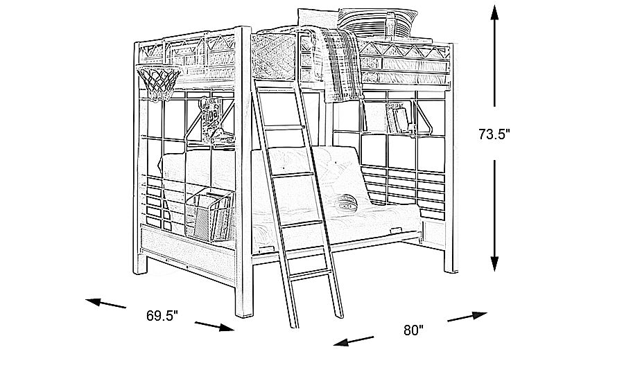 BuildaBunk Gray Full/Futon Loft Bed with Blue Accessories Rooms To Go