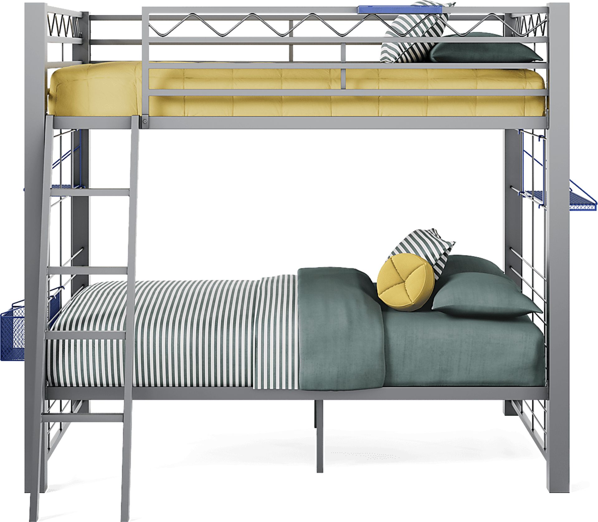 Build-a-Bunk Gray Full/Full Bunk Bed with Blue Accessories - Image 3
