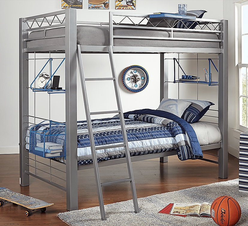 Build A Bunk Gray Blue Full Full Bunk Bed Rooms to Go
