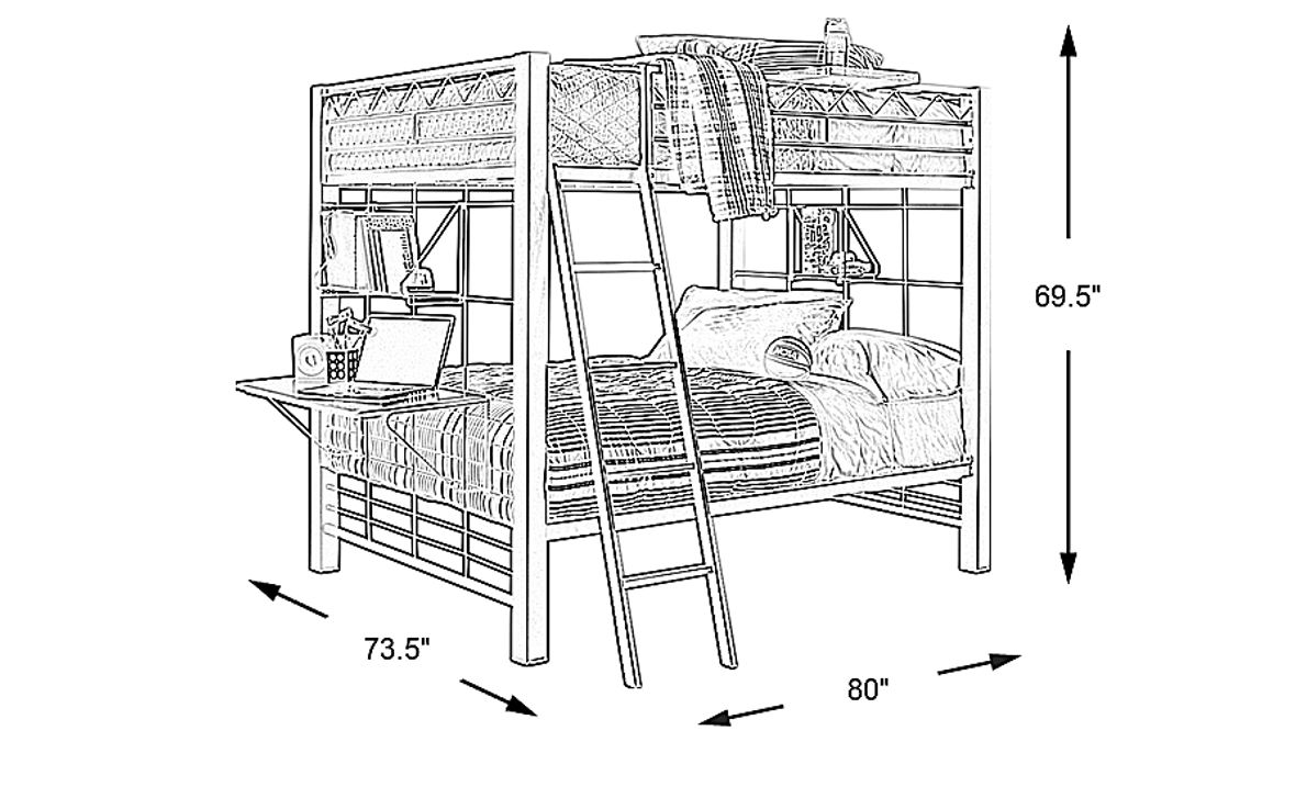 Build-a-Bunk Gray Full/Full Bunk Bed with Blue Accessories
