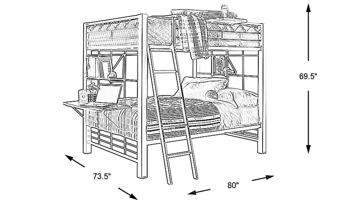 BuildaBunk Gray Full/Full Bunk Bed with Blue Accessories Rooms To Go