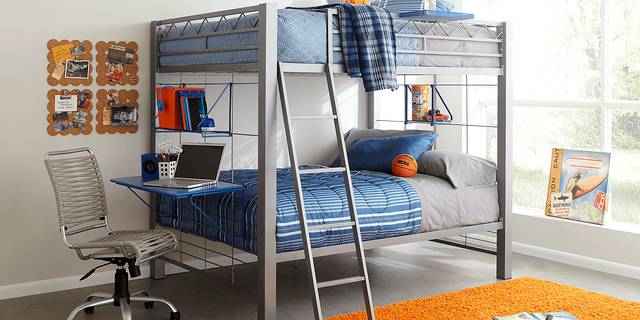 Build-a-Bunk Gray Full/Full Bunk Bed with Blue Accessories - Thumbnail - Image 2