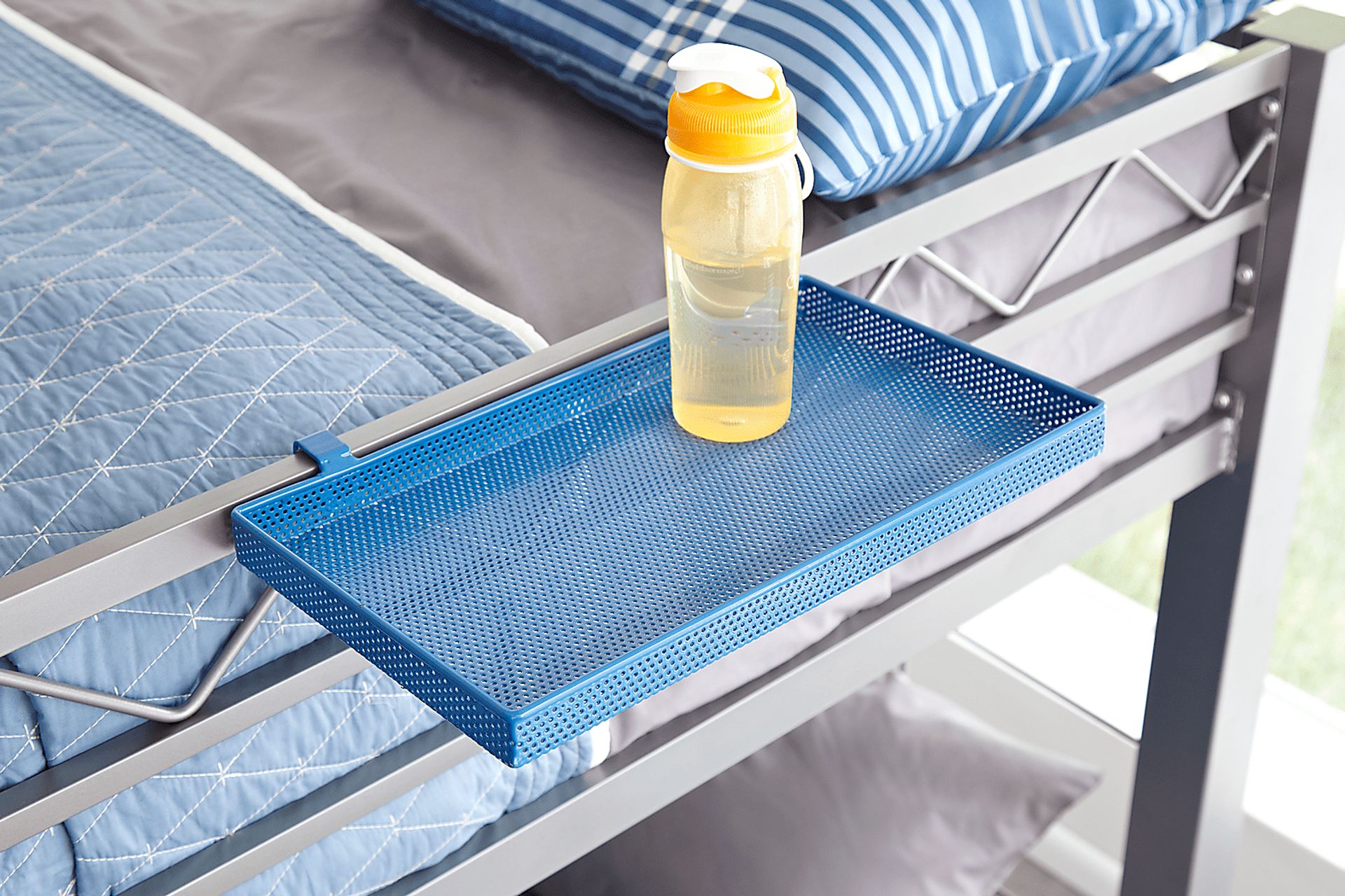 Build-a-Bunk Gray Full/Futon Loft Bed with Blue Accessories - Image 3