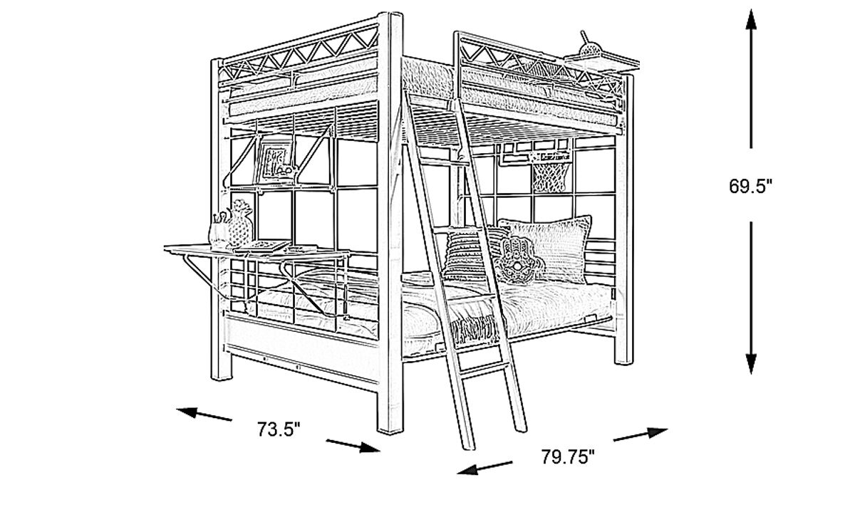 BuildABunk Gray 6 Pc Full/Futon Loft Rooms to Go