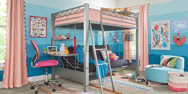 Build-a-Bunk Gray Full/Futon Bunk Bed with Gray Accessories - Thumbnail - Image 1