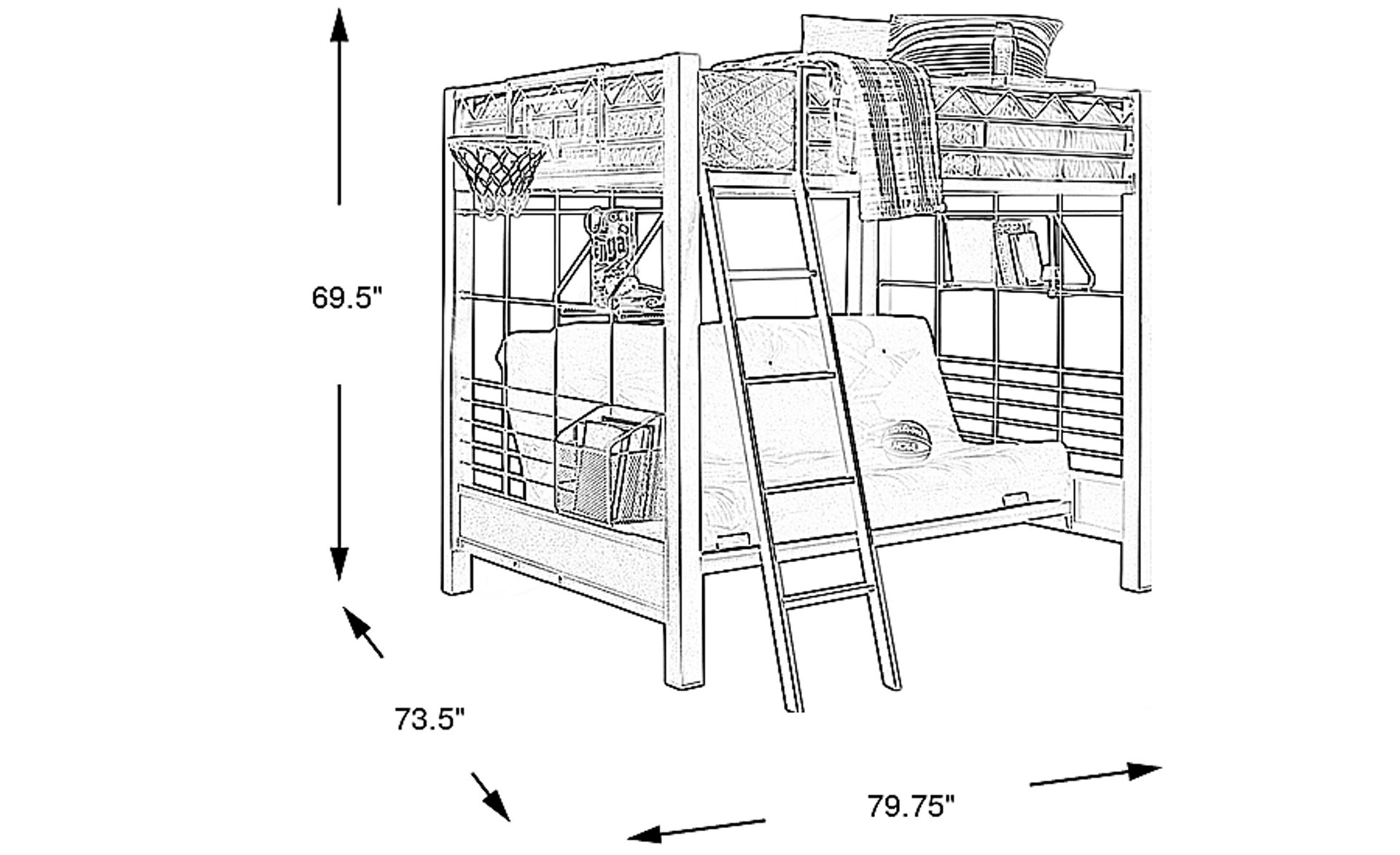 BuildABunk Gray 6 Pc Full/Futon Loft Rooms to Go
