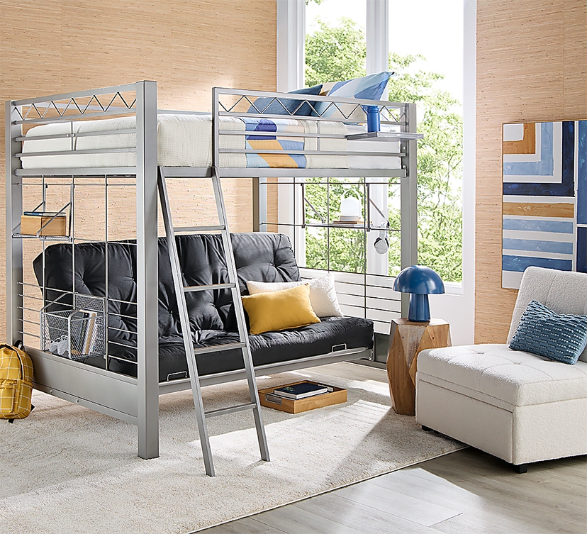 Build A Bunk Gray 6 Pc Full Futon Loft Rooms to Go