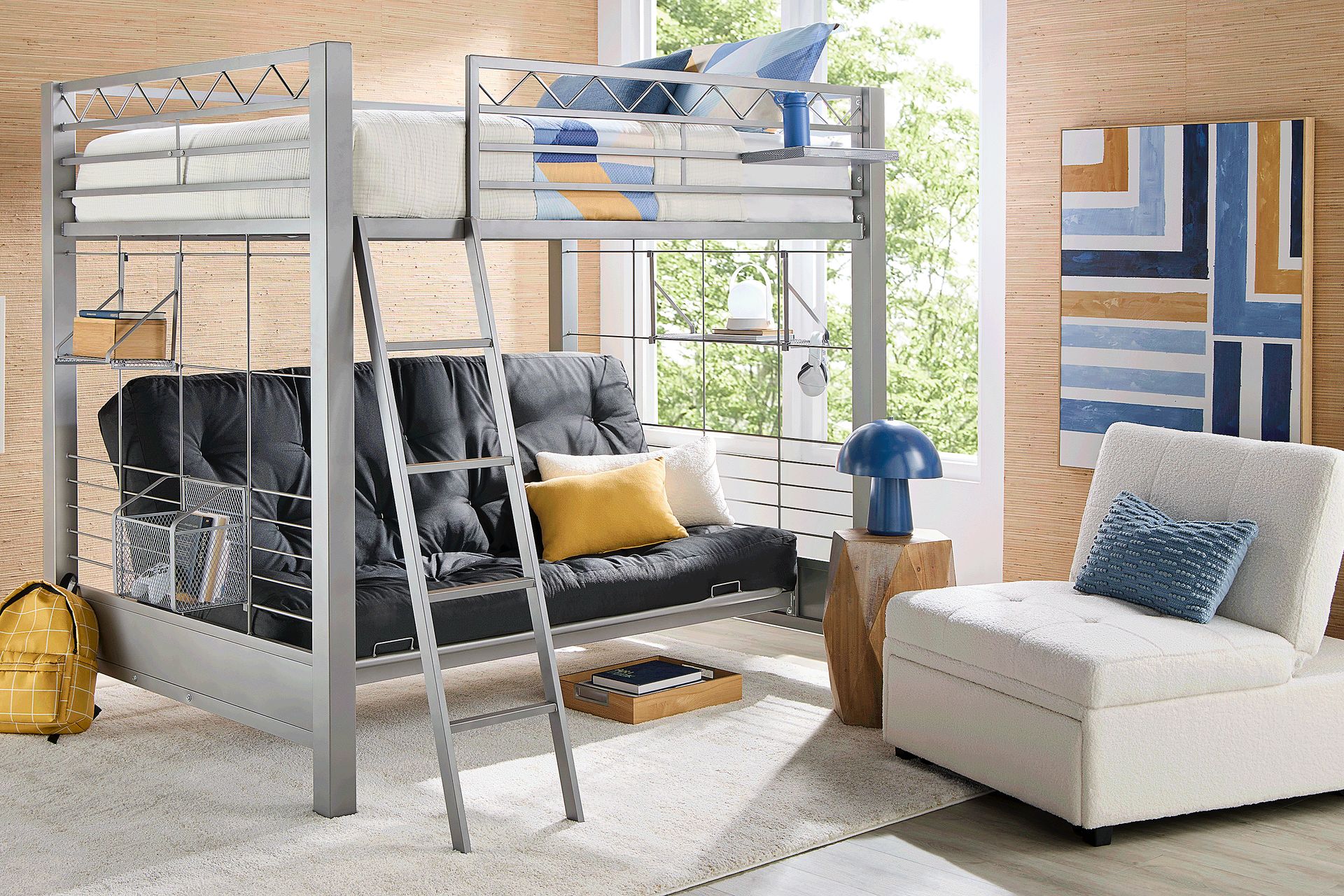 Build-a-Bunk Gray Full/Futon Loft Bed with Gray Accessories - Image 2
