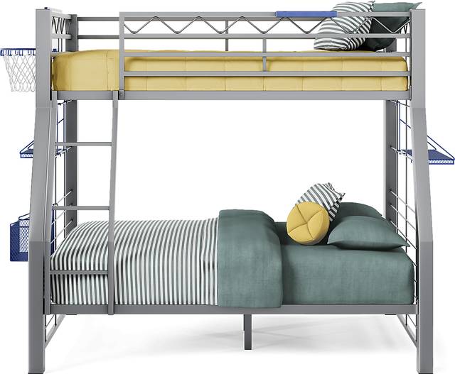 Build-A-Bunk Gray Twin/Full Bunk Bed with Blue Accessories and Basketball Hoop - Thumbnail - Image 2
