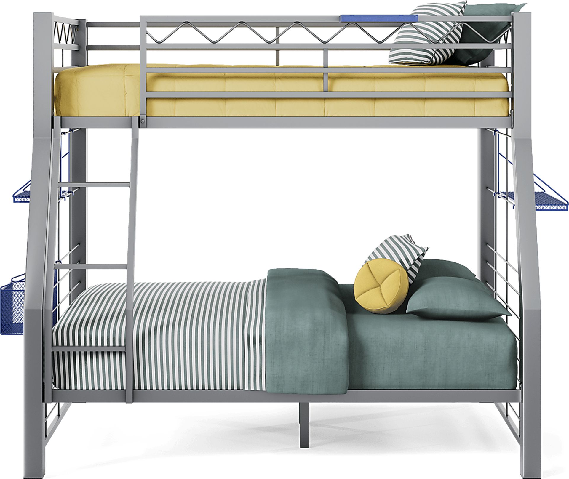 Build-a-Bunk Gray Twin/Full Bunk Bed with Blue Accessories - Image 3