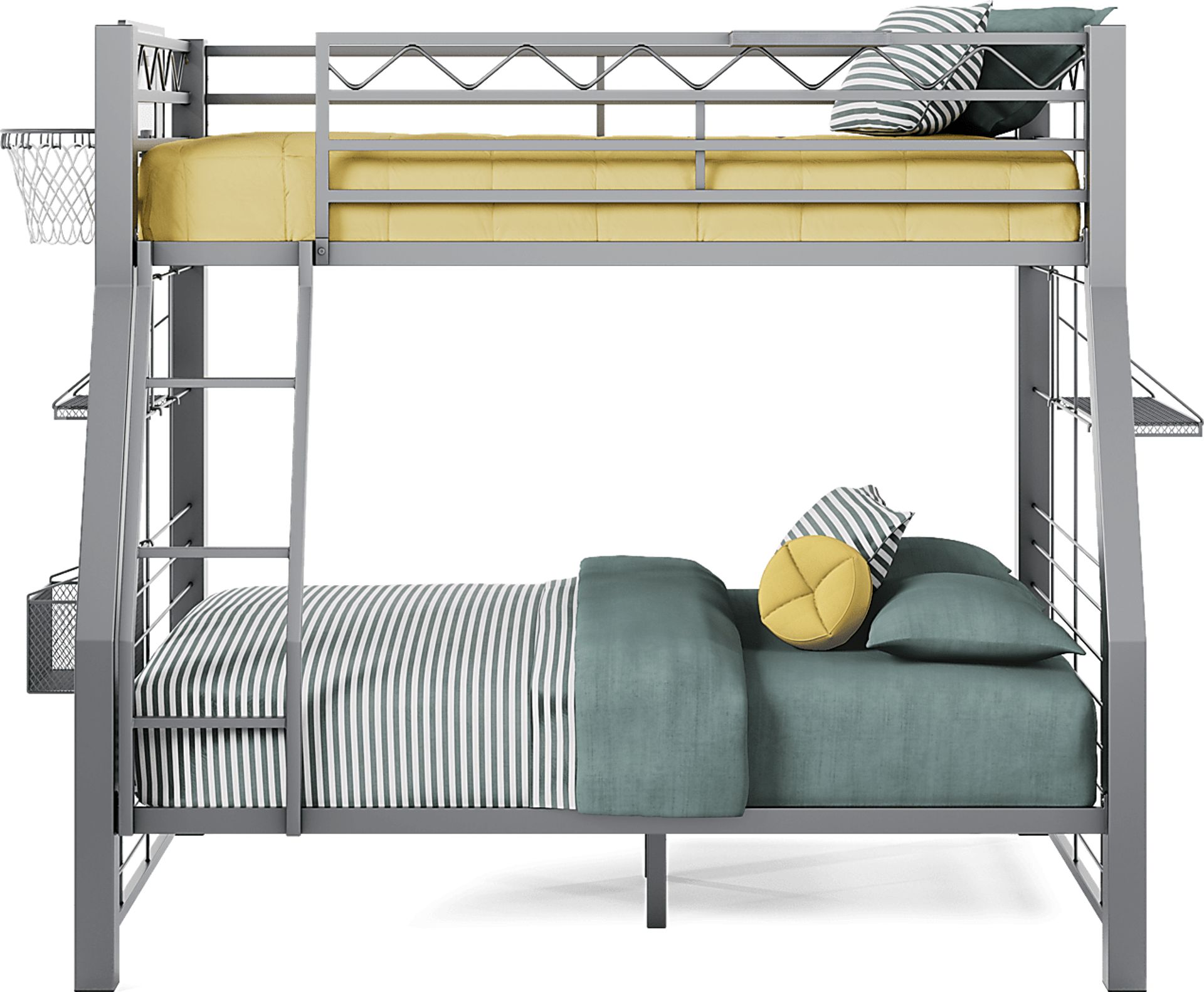 Build-A-Bunk Gray Twin/Full Bunk Bed with Gray Accessories and Basketball Hoop - Image 2