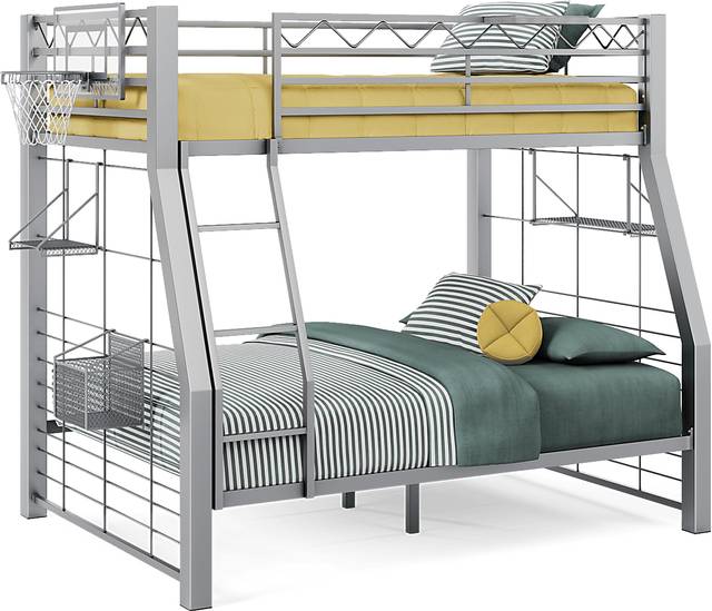 Build-A-Bunk Gray Twin/Full Bunk Bed with Gray Accessories and Basketball Hoop - Thumbnail - Image 1
