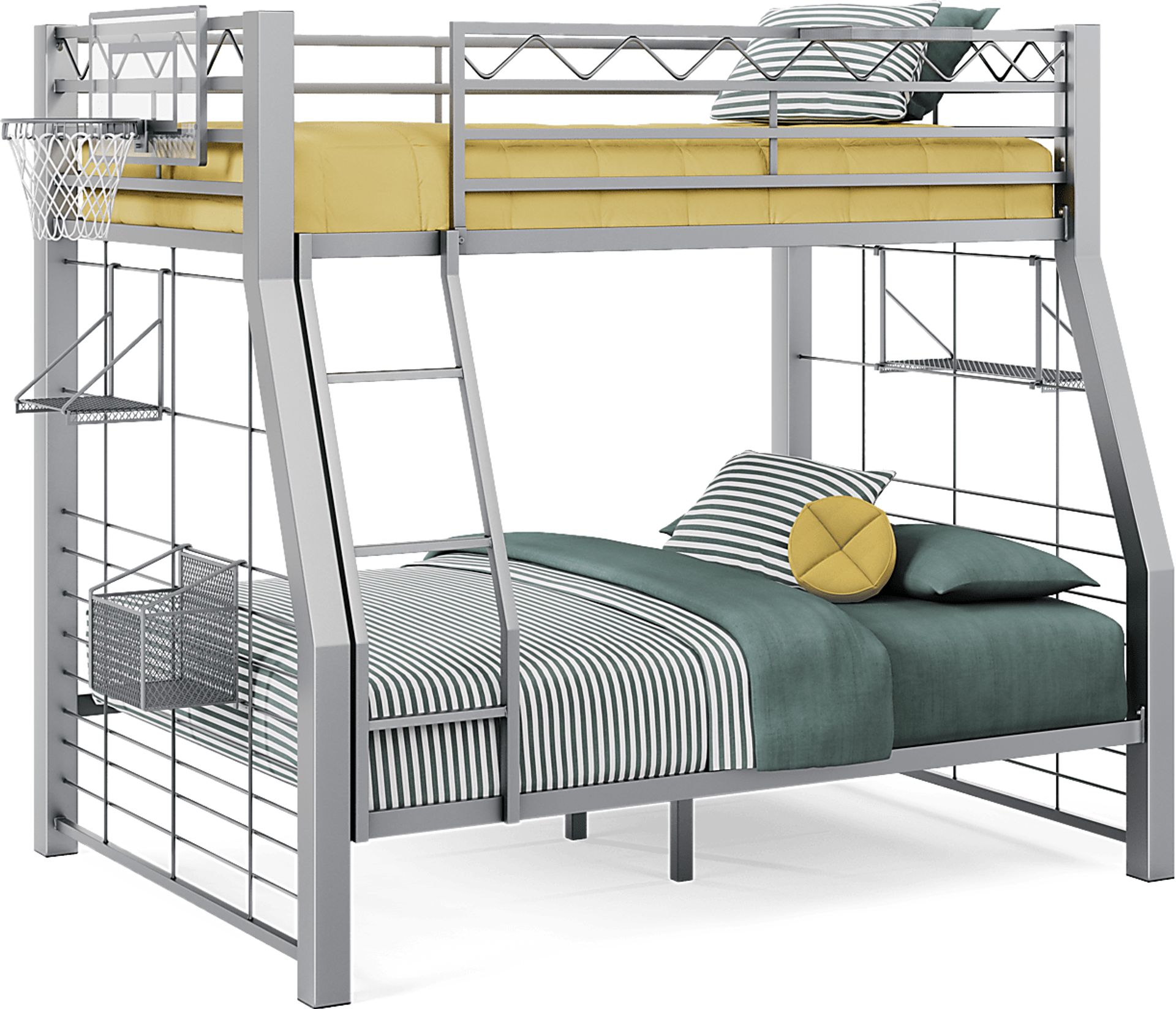 Build-A-Bunk Gray Twin/Full Bunk Bed with Gray Accessories and Basketball Hoop - Image 1