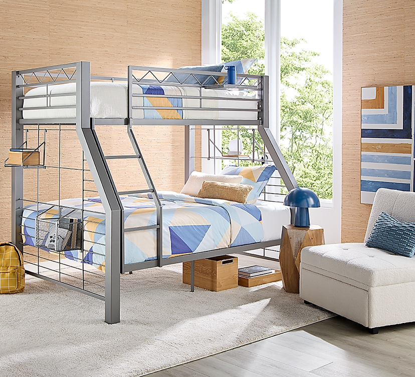 Build-A-Bunk Gray Twin/Full Bunk Bed with Gray Accessories