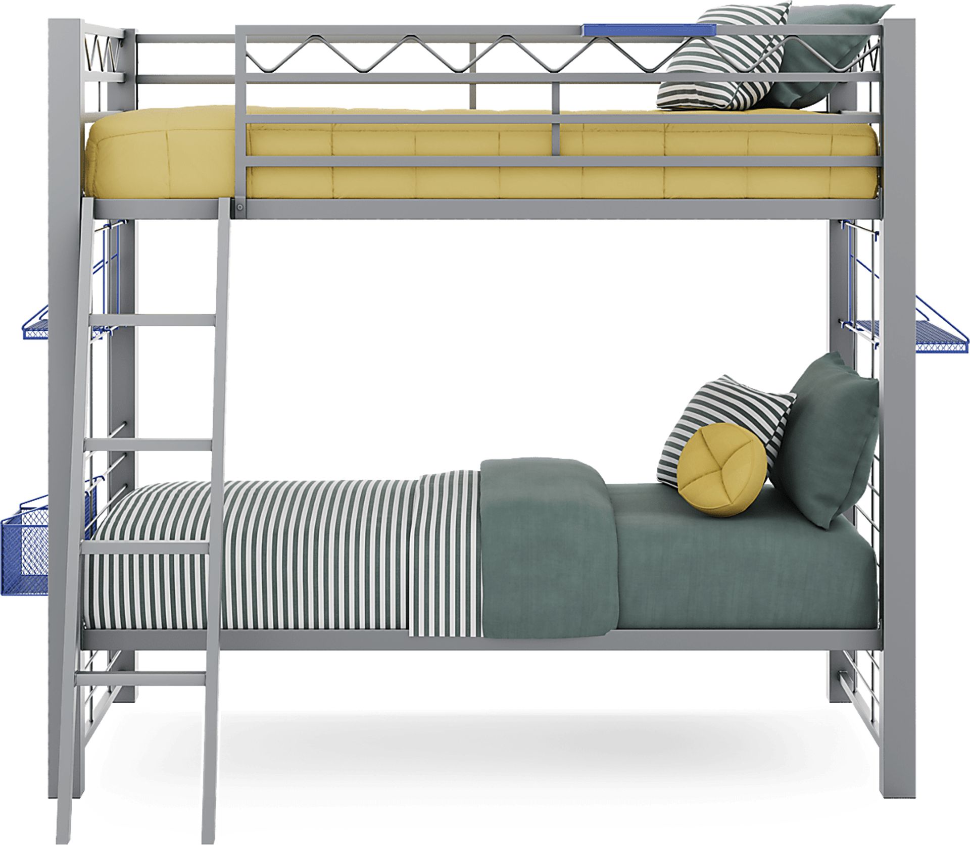 Build-a-Bunk Gray Twin/Twin Bunk Bed with Blue Accessories - Image 3