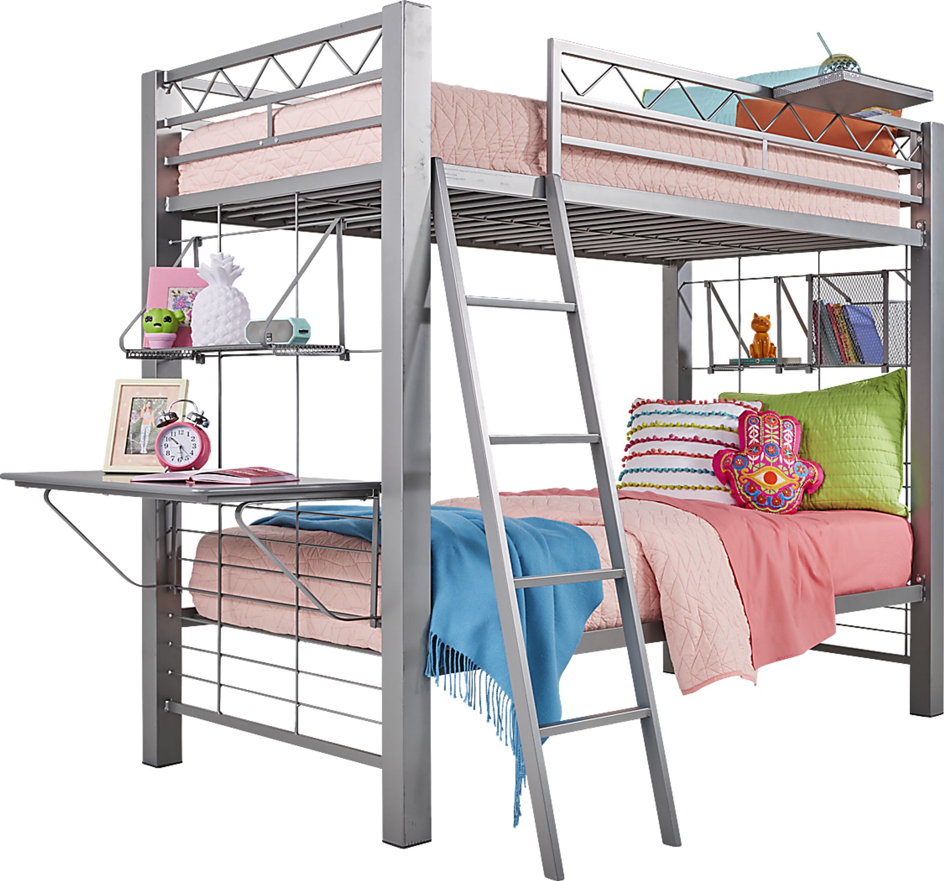 Build-a-Bunk Gray Twin/Twin Bunk Bed With Gray Accessories - Image 1