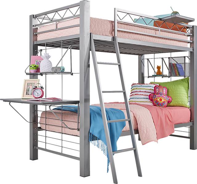Build-A-Bunk Gray Twin/Twin Bunk Bed With Gray Accessories - Thumbnail - Image 1