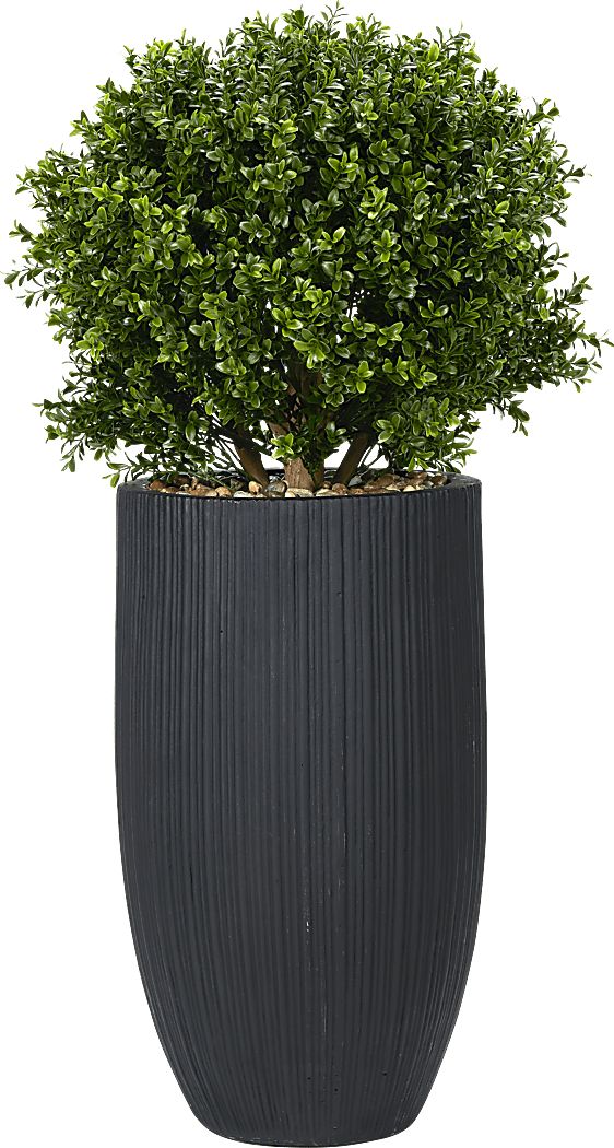 Buis Green 41 in. UV Artifical Boxwood Ball in Black Planter