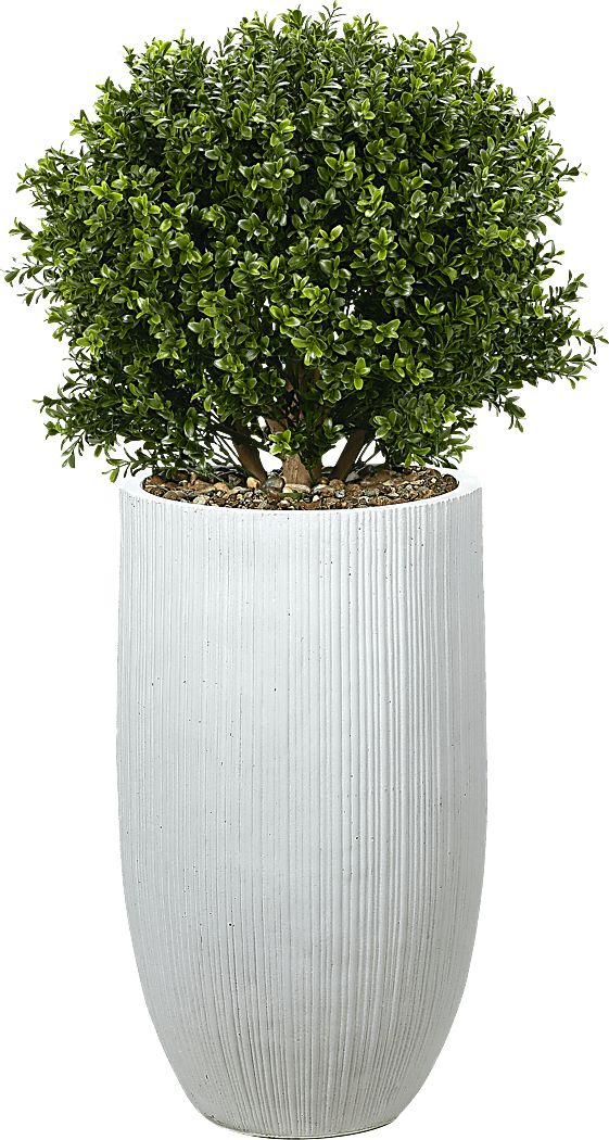 Buis Green 41 in. UV Artifical Boxwood Ball in White Planter