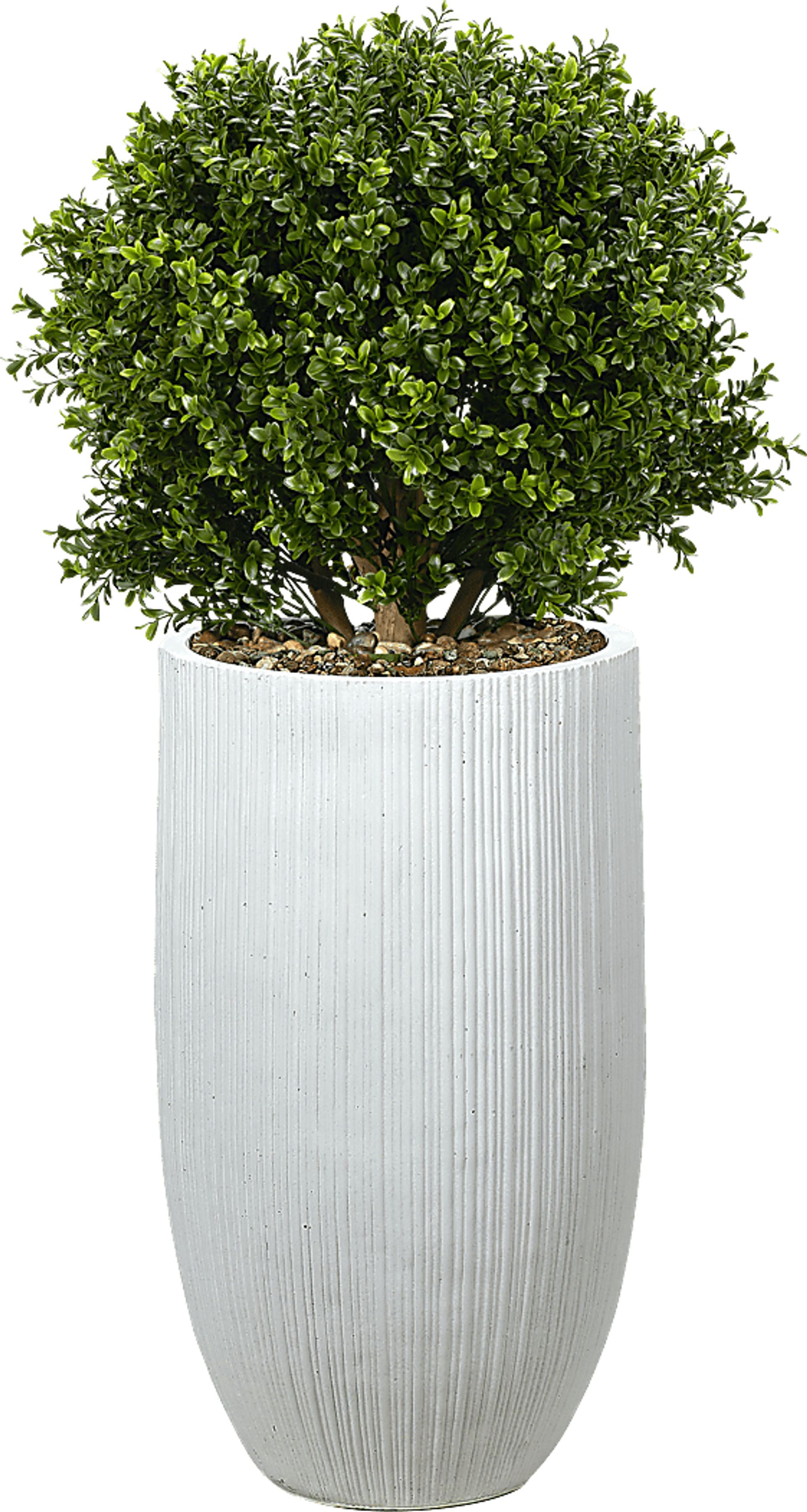 Buis Green 41 in. UV Artifical Boxwood Ball in White Planter - Image 1