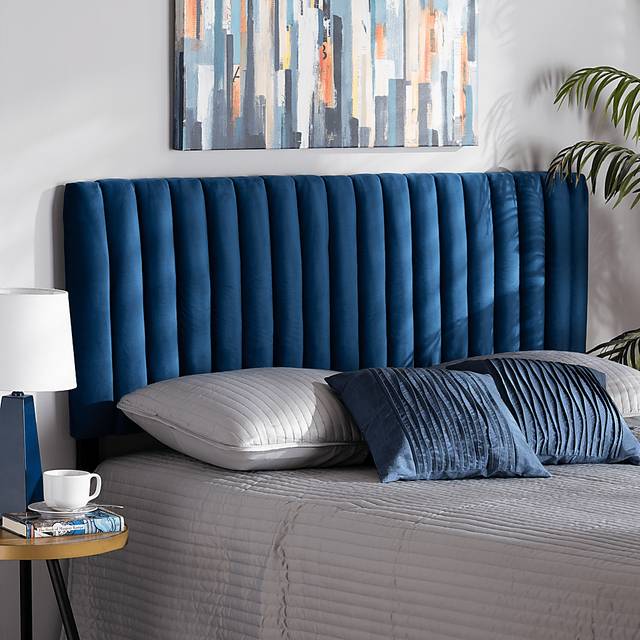 Bunchberry Navy Queen Upholstered Headboard - Thumbnail - Image 4