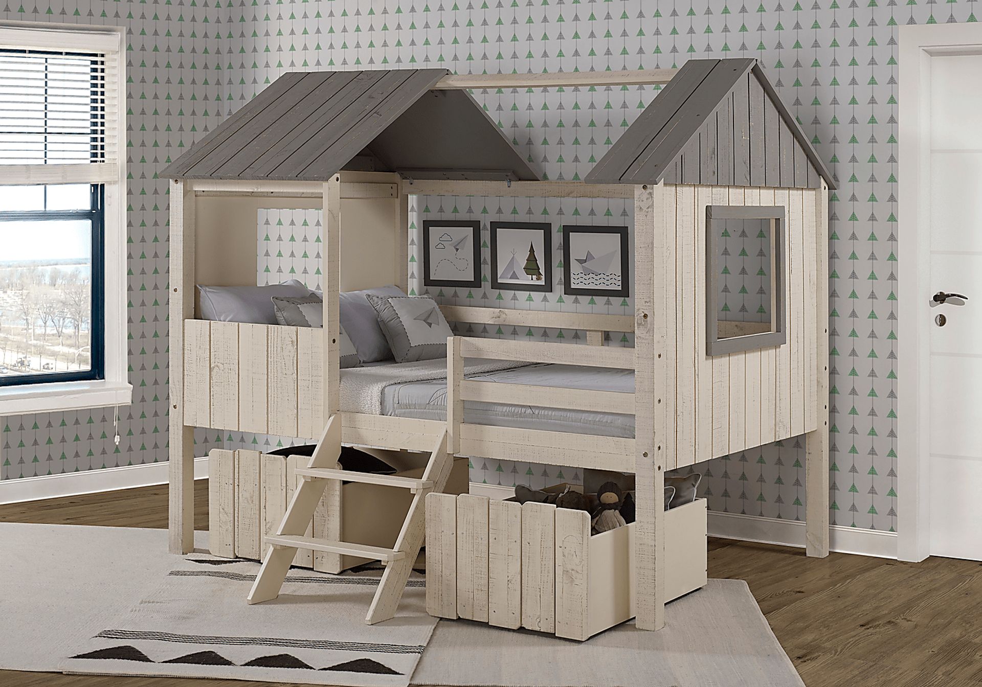 Bungalow Dreams Beige Full Jr. Loft Bed with 2 Beige Storage Drawers - Image 2