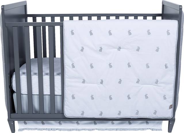 Bunnyville Gray 3 Pc Baby Bedding Set - Thumbnail - Image 3