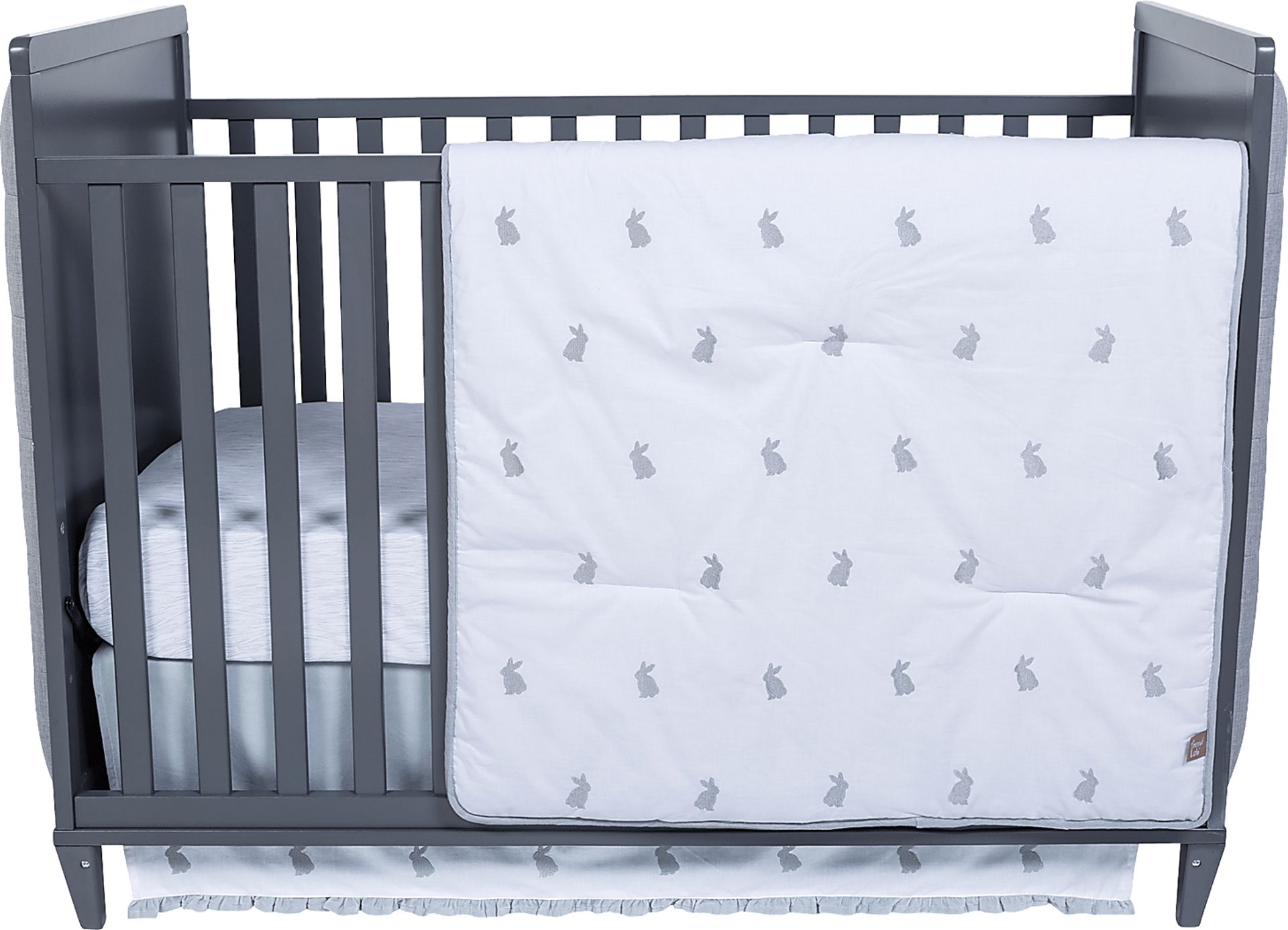 Bunnyville Gray 3 Pc Baby Bedding Set - Image 3