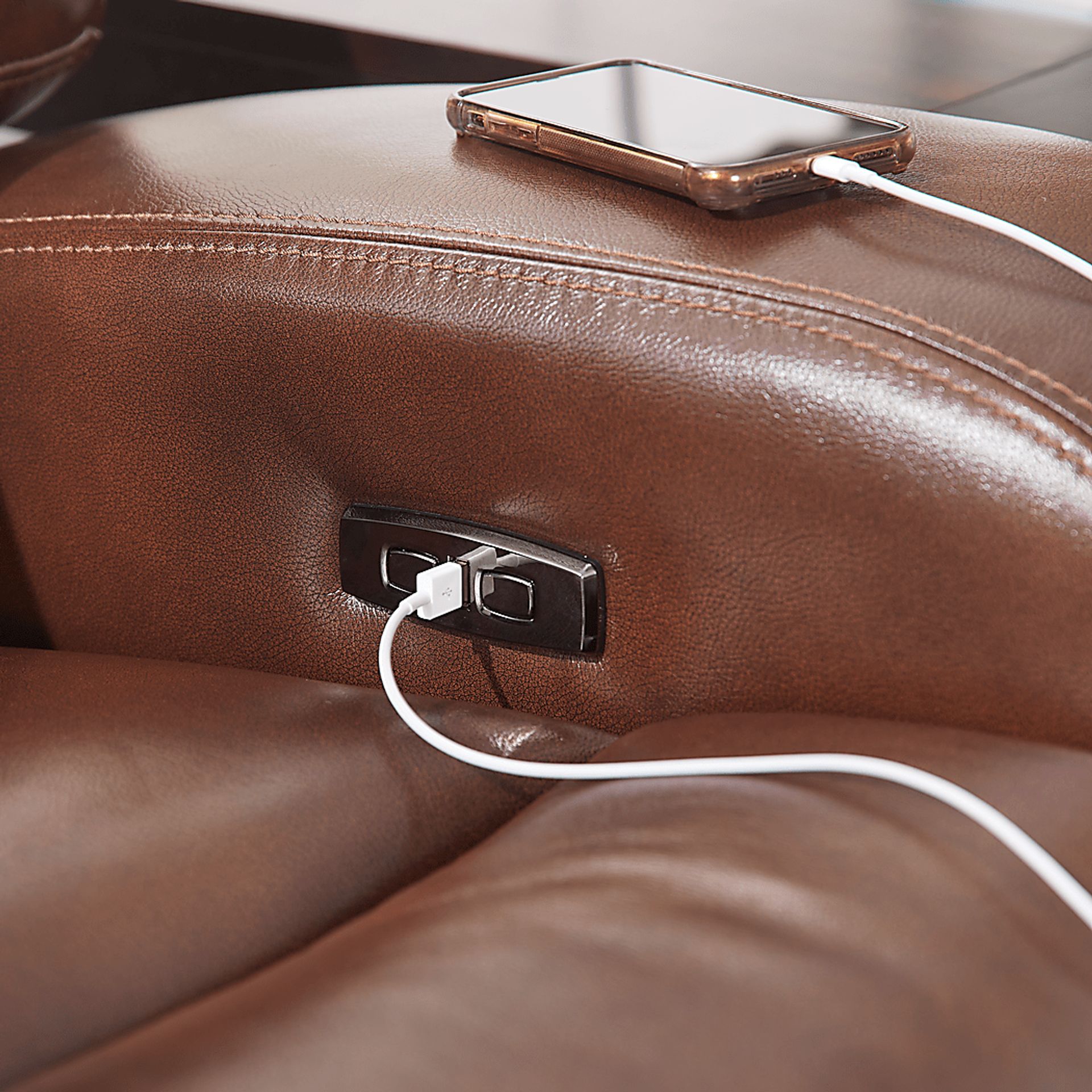 Burgio Brown Leather 5 Pc Reclining Living Room - Image 5